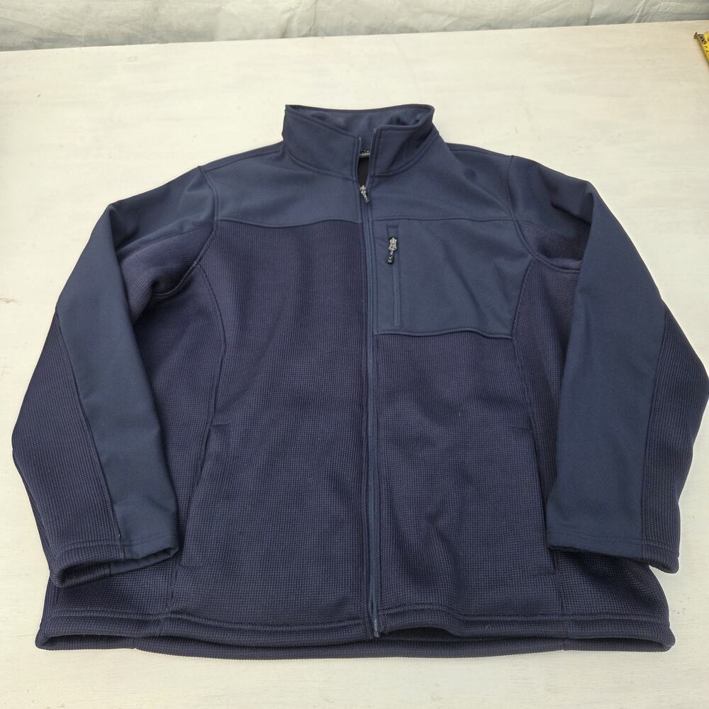 Swiss Tech Sweatshirt Mens 2XL Blue Full Zip Pockets Mock Neck Long Sleeve